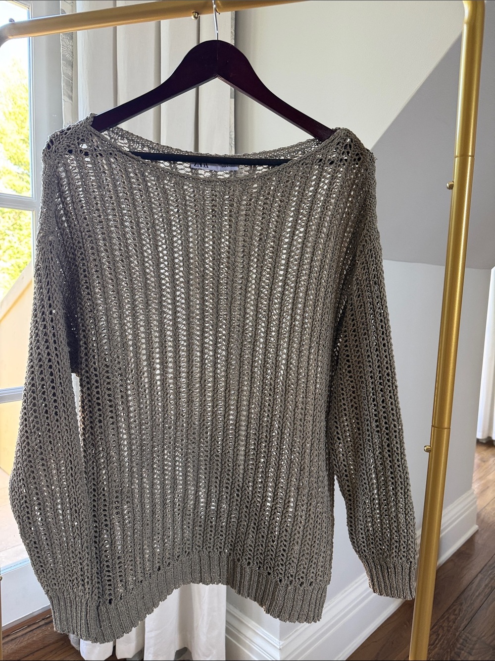 Zara Women’s Olive Open-Knit Sweater